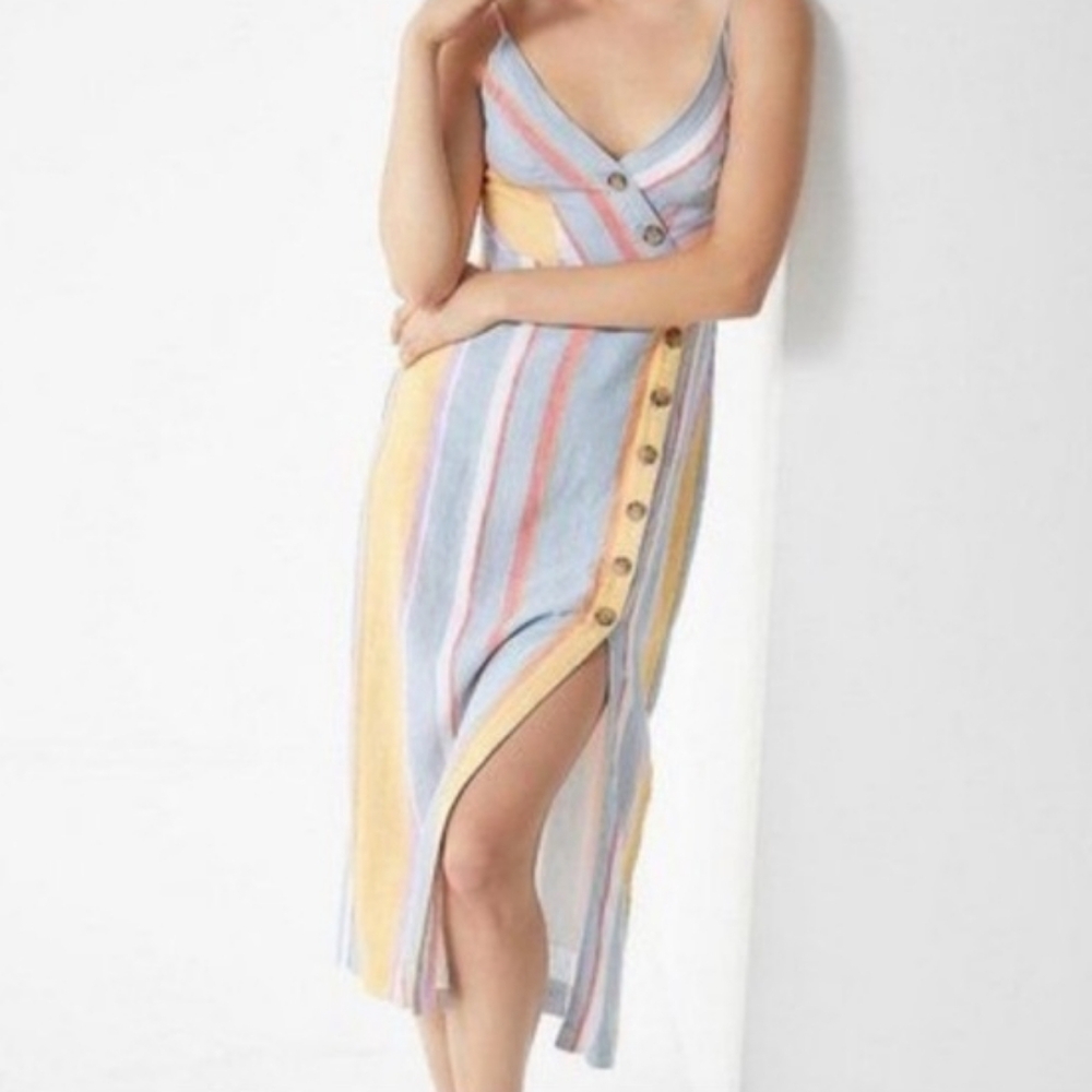 Urban Outfitters UO dress midi striped linen button down